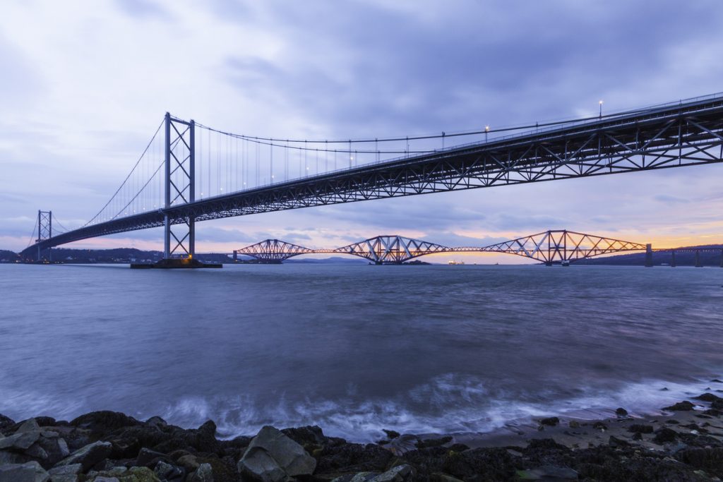 forth bridges at dawn